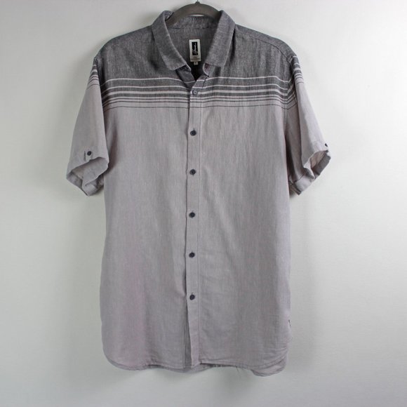 Howe Gray Short Sleeve Cotton Linen Shirt - Picture 2 of 13